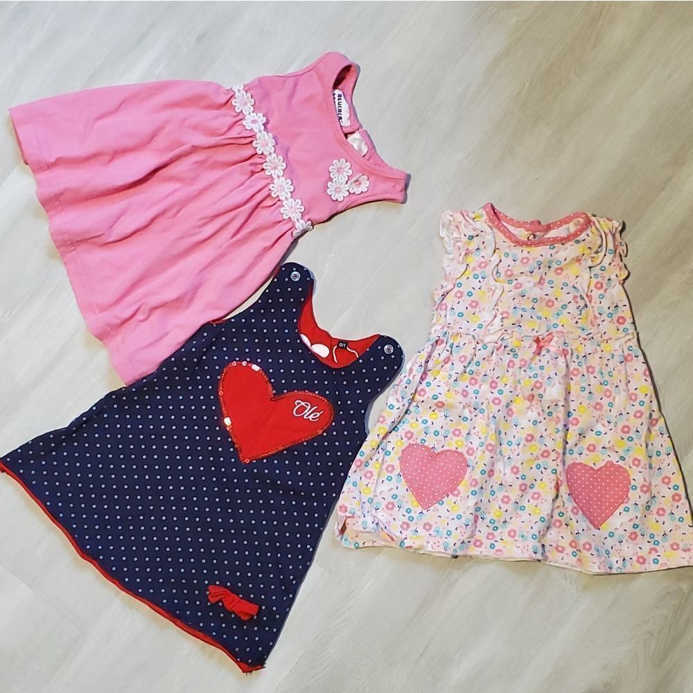 Bundle of 3 baby girls casual dresses size 12M